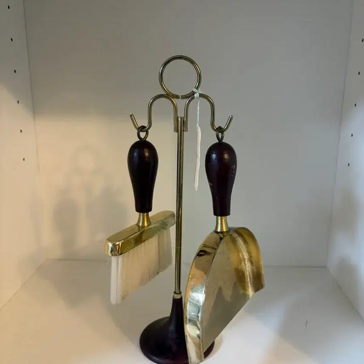 [BUNJANG] Vintage Brass Crumb Brush &amp; Dustpan Set with Wood Handle / 빈티지 우드브라스 테이블 크럼브세트