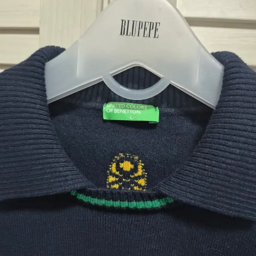 [BUNJANG] Benetton Navy Collar Knit / 베네통 네이비 카라 니트