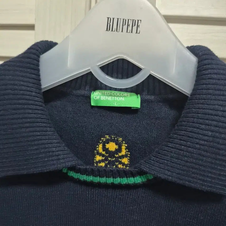 [BUNJANG] Benetton Navy Collar Knit / 베네통 네이비 카라 니트