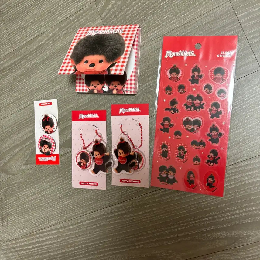 [BUNJANG] Monchhichi Sticker, Keyring, Memo Pad Bundle Set / 몬치치 스티커 키링 메모지 일괄