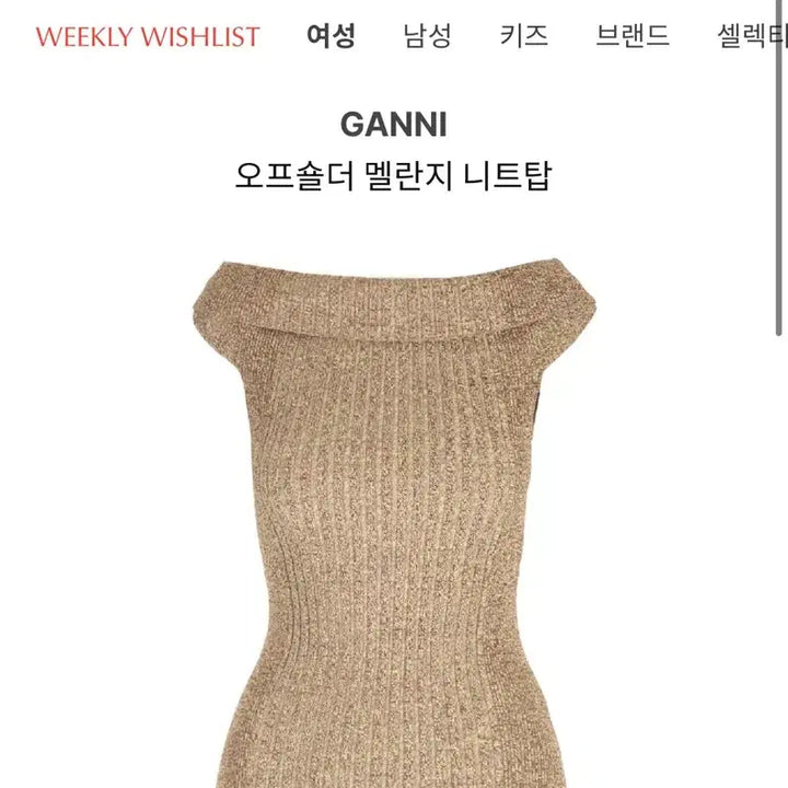 [BUNJANG] GANNI Off-Shoulder Mélange Top - Size M (New) / GANNI 가니 오프숄더 멜란지 탑 M 새상품