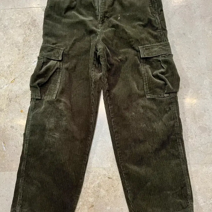 [BUNJANG] Corduroy Cargo Pants Khaki / 코듀로이 카키 카고팬츠