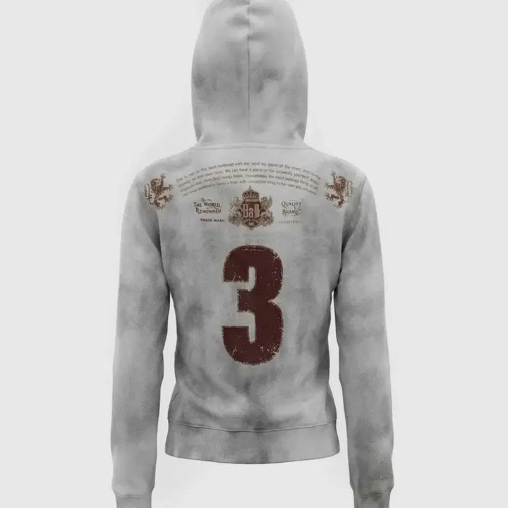 [BUNJANG] BAD BLOOD Royal Classic Distressed Hoodie Zip-Up - White / 배드 블러드 로열 클래식 디스트레스드 후드 집업 - 화이트
