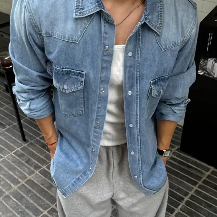 [BUNJANG] Paramour Western Denim Shirt - Light Blue, M / [새상품] 패러모어 웨스턴 데님셔츠