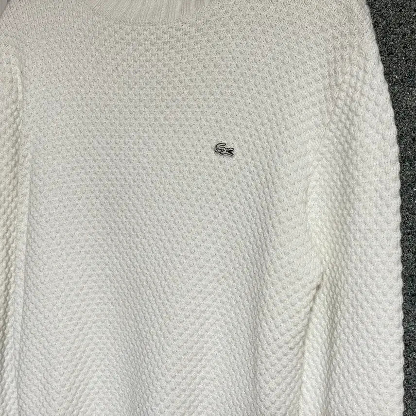 [BUNJANG] Lacoste Live White Crewneck Knit / 라코스테 라이브 LIVE 화이트 라운드넥 니트
