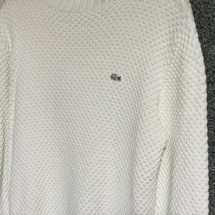 [BUNJANG] Lacoste Live White Crewneck Knit / 라코스테 라이브 LIVE 화이트 라운드넥 니트