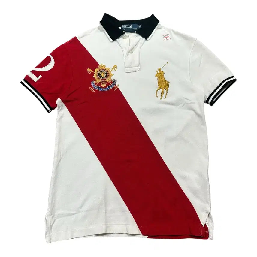 [BUNJANG] Polo Ralph Lauren Chieftain Keyline Colorblock Short Sleeve Polo Shirt / (바배) 폴로 랄프로렌 치프키프 사선 배색 카라 반팔티
