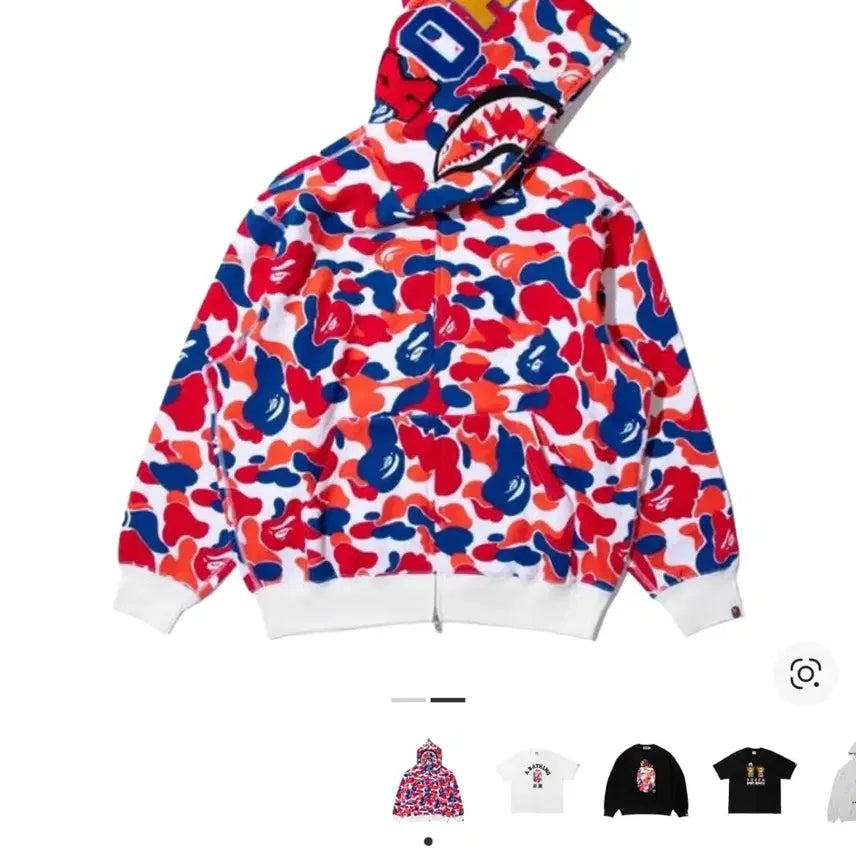 [BUNJANG] BAPE Full Zip Shark Hoodie Multi - Korea Exclusive / 베이프 풀 집 샤크 후드 멀티 - 한국 한정  베이프의 시그니처인 샤크