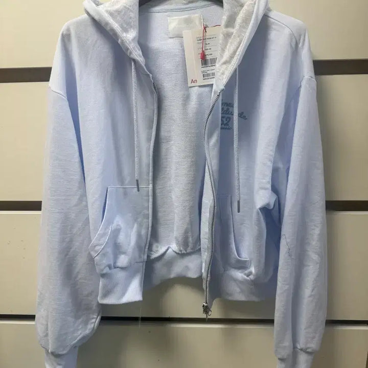 [BUNJANG] AMES Worldwide Cropped Hoodie Zip-up Blue (M) / 아메스 월드와이드 크롭 후드집업 블루 m