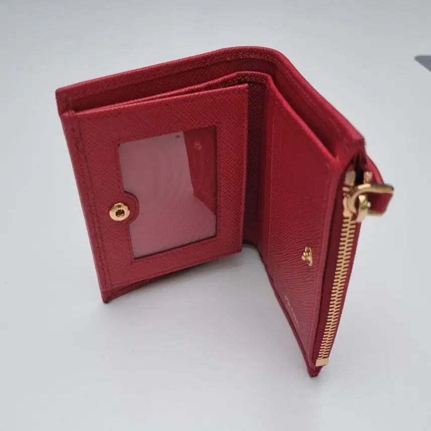 [BUNJANG] Prada Red Saffiano Card Holder Wallet / 프라다 레드 사피아노 카드지갑 반지갑