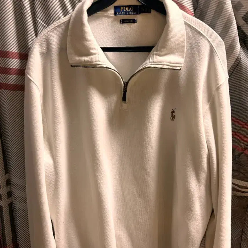 [BUNJANG] Polo Ralph Lauren White Half-Zip Sweatshirt XL / 폴로 랄프로렌 화이트 하프집업