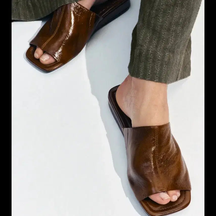 [BUNJANG] Zara Leather Wedge Mules / 자라 레더 웨지 뮬