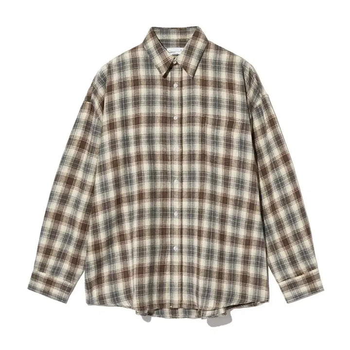 [BUNJANG] Standard Error Oversized Check Shirt Brown M / [새상품] 스탠다드에러 오버핏 체크셔츠