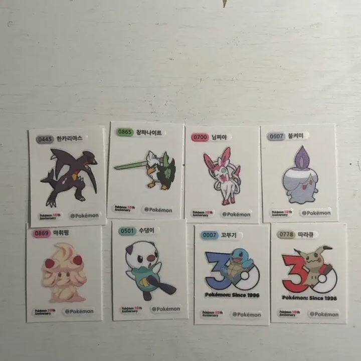 [BUNJANG] Pokemon 30th Anniversary Stickers Bundle Set (8 pieces) / 포켓몬 30주년 띠부씰 일괄 8개