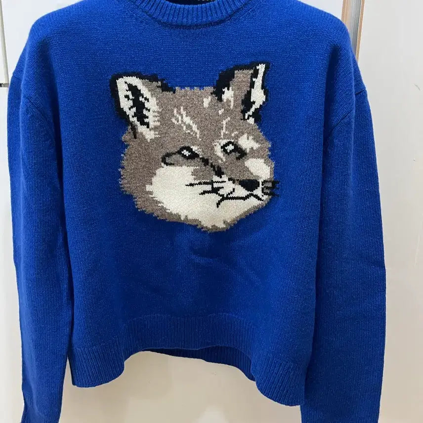 [BUNJANG] Maison Kitsuné 24FW Blue Big Fox Knit L / 24fw 메종키츠네 블루 빅폭스니트 L (새상품급)