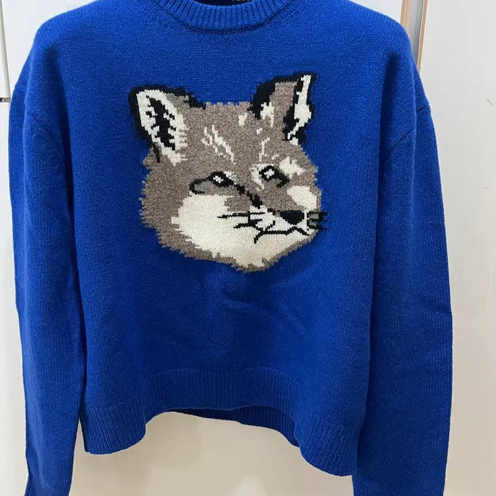 [BUNJANG] Maison Kitsuné 24FW Blue Big Fox Knit L / 24fw 메종키츠네 블루 빅폭스니트 L (새상품급)