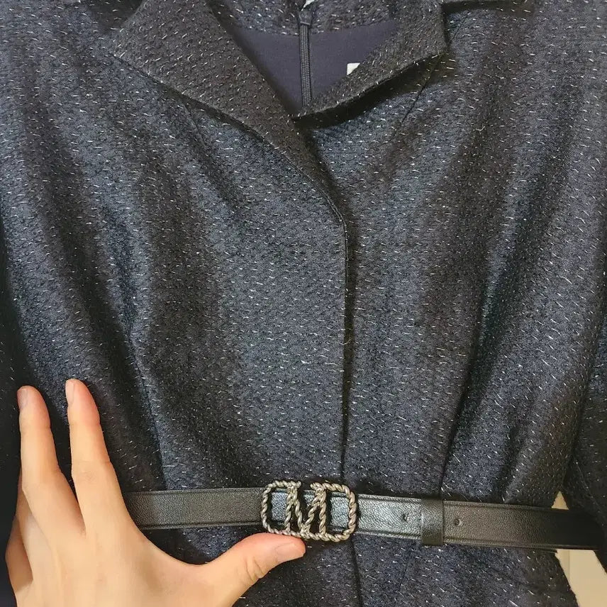 [BUNJANG] MICHAA Navy Pleated Dress Belt Set / 미샤 네이비 플리츠 원피스 벨트 세트