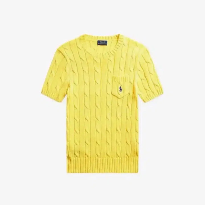 [BUNJANG] Polo Ralph Lauren Cable Knit Short Sleeve Top Yellow XS / 폴로 랄프로렌 반팔 니트 케이블 옐로우 XS 새상품
