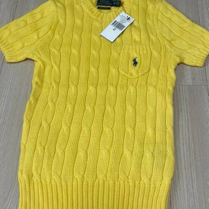[BUNJANG] Polo Ralph Lauren Cable Knit Short Sleeve Top Yellow XS / 폴로 랄프로렌 반팔 니트 케이블 옐로우 XS 새상품