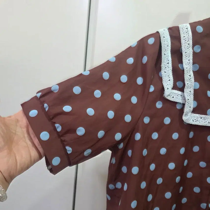 [BUNJANG] Dot Sailor Blouse Brown / 도트 세일러 블라우스 브라운