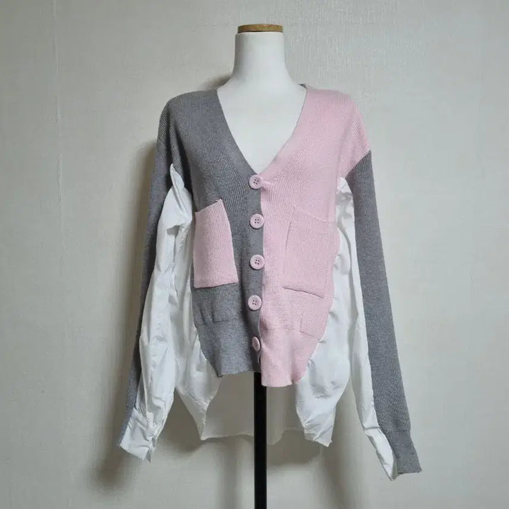 [BUNJANG] Colorblock Knit Cardigan / 배색셔츠가디건