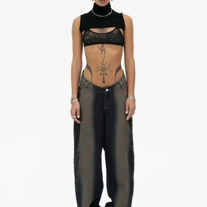 [BUNJANG] 604service Embellished Trousers / 604service 비즈팬츠