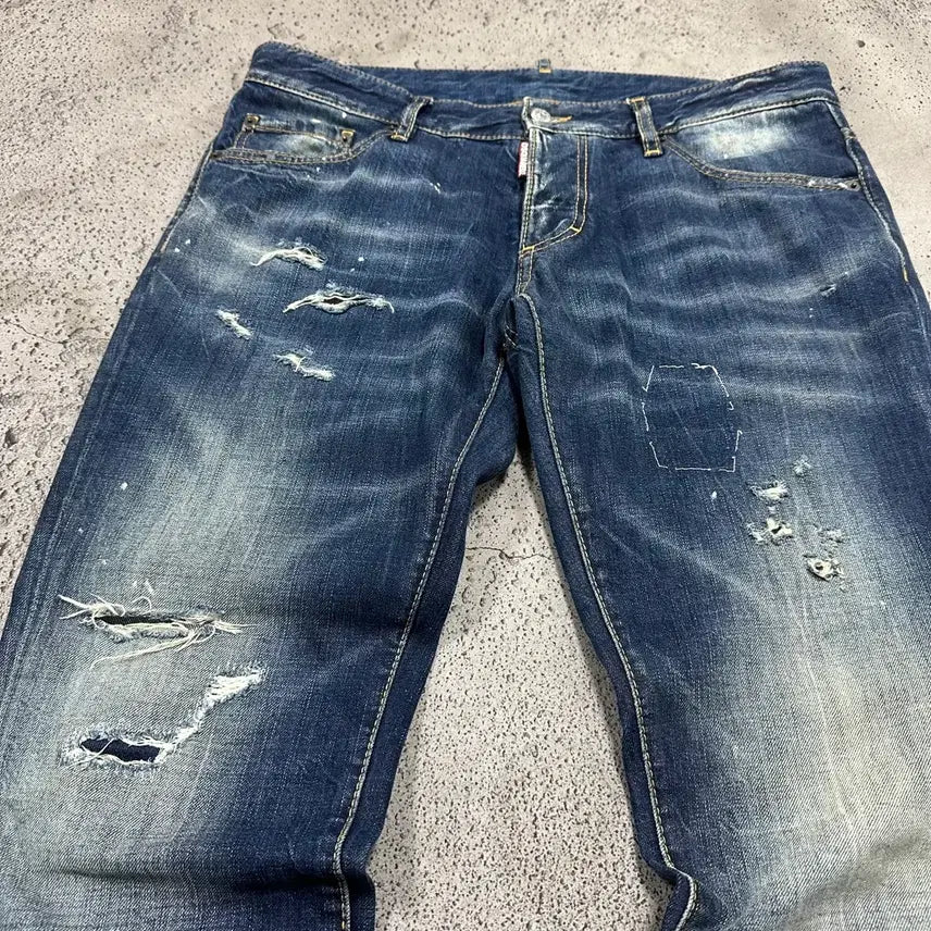 [BUNJANG] DSQUARED2 Kenny Painting Rock Chic Washed Denim Pants / (바배) 디스퀘어드2 케니 페인팅 락시크 워싱 데님 팬츠 (50)