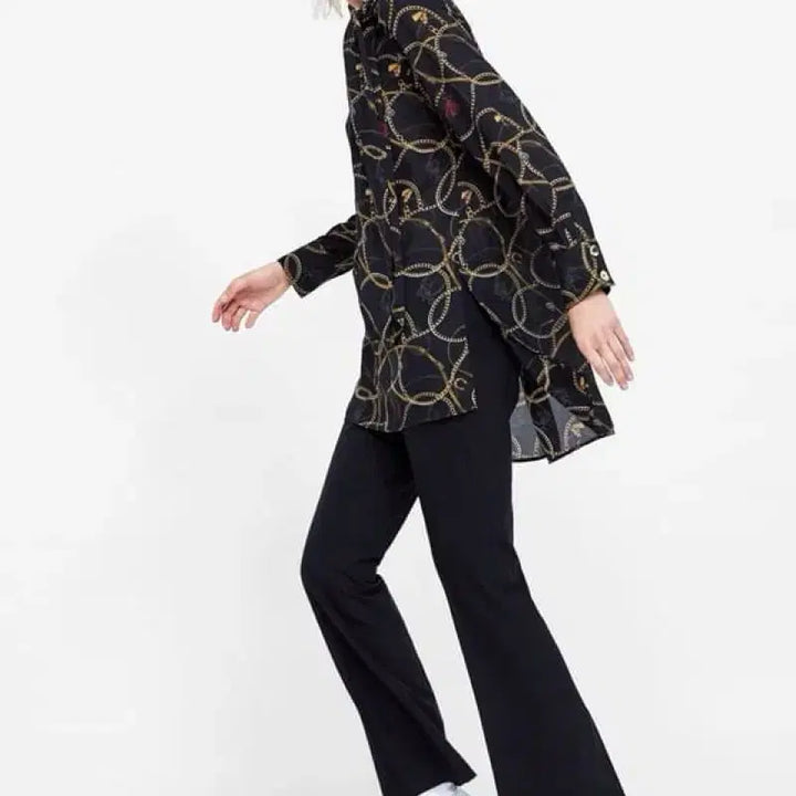 [BUNJANG] Zara Chain Print Long Blouse / s) 자라 체인 프린트 롱 블라우스 새상품