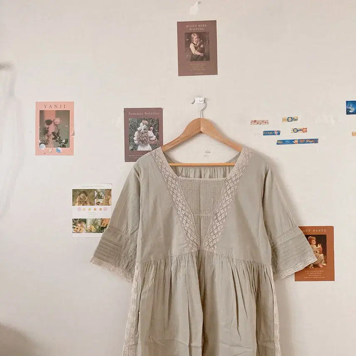 [BUNJANG] Layered Midi Dress / 연카키 레이어드원피스