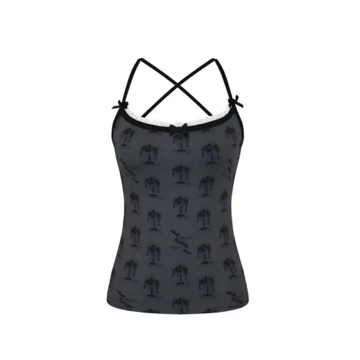 [BUNJANG] Casico Jewel Sleeveless Top Charcoal / 카시코 쥬얼 칵테일 슬리브리스 차콜