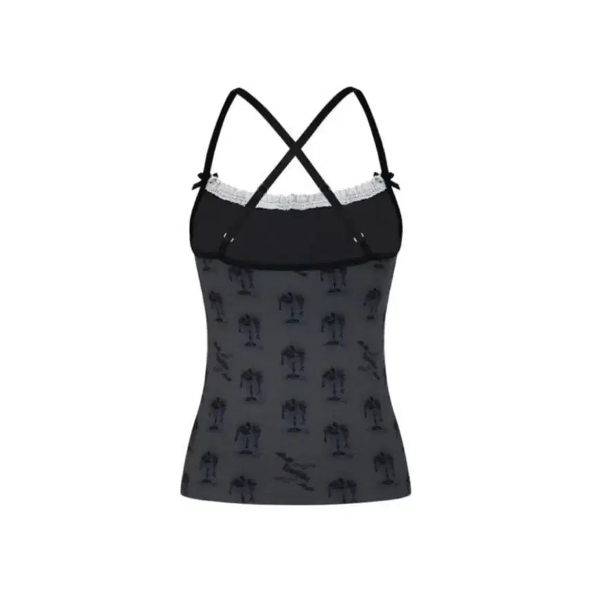 [BUNJANG] Casico Jewel Sleeveless Top Charcoal / 카시코 쥬얼 칵테일 슬리브리스 차콜