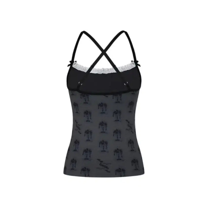 [BUNJANG] Casico Jewel Sleeveless Top Charcoal / 카시코 쥬얼 칵테일 슬리브리스 차콜