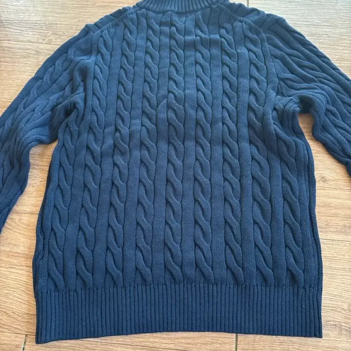 [BUNJANG] Polo Ralph Lauren Navy Cable Knit Half-Zip Sweater / 폴로 랄프로렌 네이비 꽈배기 반집업 니트