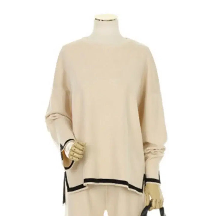 [BUNJANG] Ivory Beige Color Block Knit Sweater / 아이보리 베이지 배색 니트 스웨터