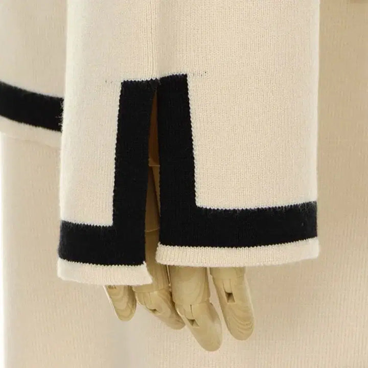 [BUNJANG] Ivory Beige Color Block Knit Sweater / 아이보리 베이지 배색 니트 스웨터