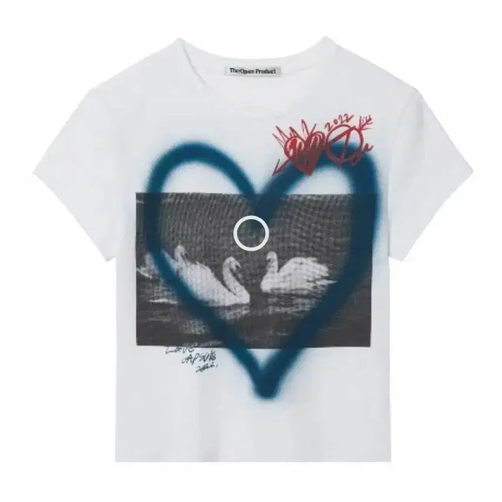 [BUNJANG] Openyy Love Baby Crop T-Shirt White / 오픈와이와이 openyy 러브 베이비 크롭 티셔츠 화이트