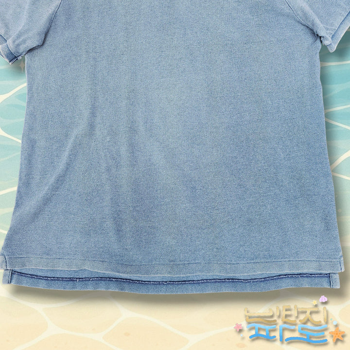 [BUNJANG] Polo Ralph Lauren Washed Indigo Mesh Polo Custom Fit Shirt / 100 POLO 폴로랄프로렌 워싱 인디고 메시 폴로티 커스텀핏
