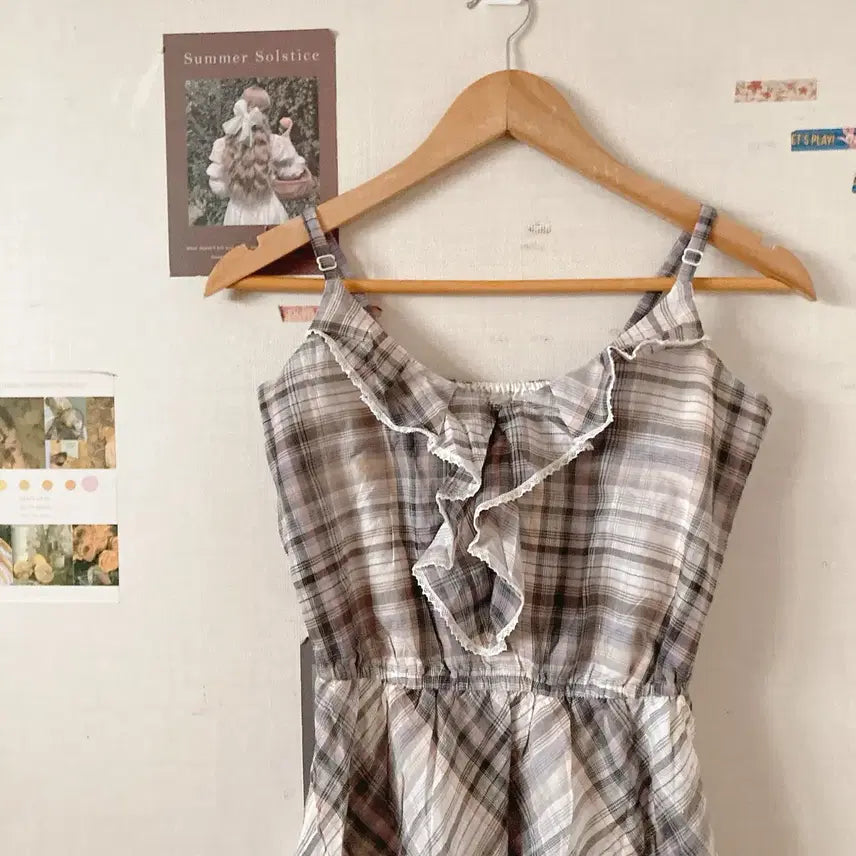 [BUNJANG] Japanese Vintage Check Frill Bustier / 일본빈티지 체크프릴 뷔스티에