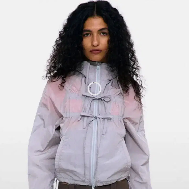 [BUNJANG] Partamento Sheer Shirring Hooded Jacket - Grey / 파르티멘토 시어 셔링 후드 자켓 그레이