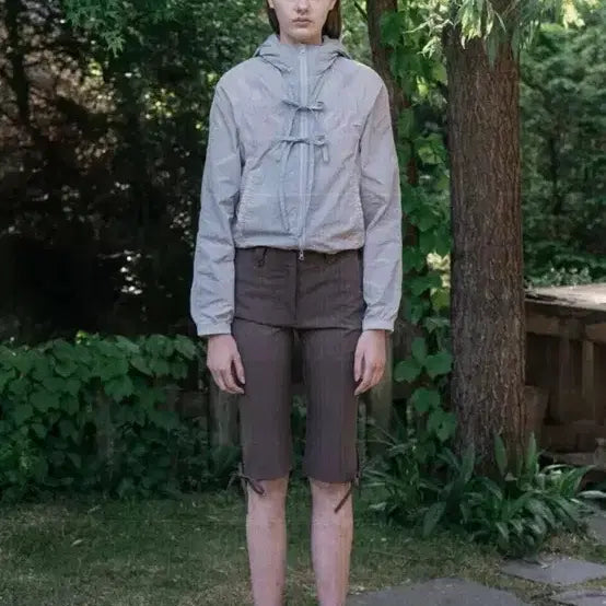 [BUNJANG] Partamento Sheer Shirring Hooded Jacket - Grey / 파르티멘토 시어 셔링 후드 자켓 그레이