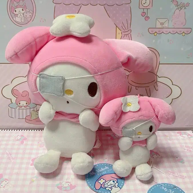 [BUNJANG] Sanrio My Melody Sleep Mask Doll + Mascot Set / 아야야 시리즈 안대 마이멜로디 인형 + 마스코트 2점세트