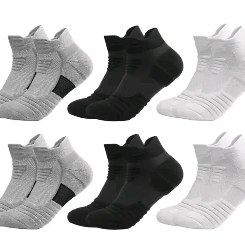 [BUNJANG] Sports Ankle Socks (Black/White/Gray) - 3 Pairs / 스포츠 양말 운동 발목 양말 (검/흰/회)3쌍