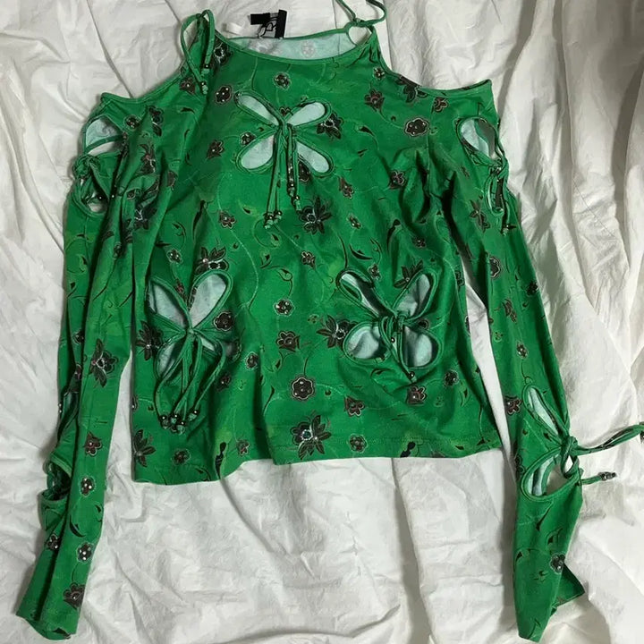 [BUNJANG] J.kim Green Flower Long Sleeve T-Shirt / J.kim 티셔츠