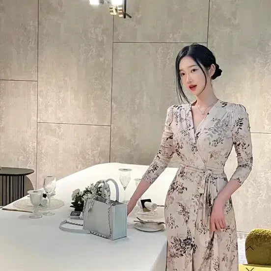 [BUNJANG] Ibube Flower Long Wrap Dress / 이부베 플라워 롱 랩 원피스