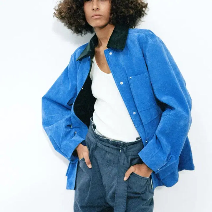 [BUNJANG] Zara Real Leather Suede Combination Jacket / s) 자라 리얼레더 콤비 스웨이드 자켓