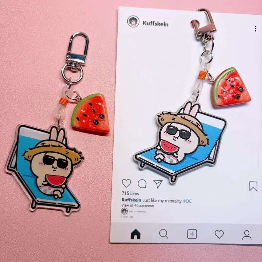 [BUNJANG] Chiikawa Watermelon Acrylic Keychain / 치이카와 수박키링 먼작귀키링 아크릴키링