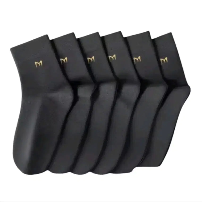 [BUNJANG] Premium M Logo Black Socks 5-Pair Set / 프리미엄  M 로고 블랙 양말 5쌍
