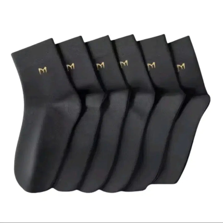 [BUNJANG] Premium M Logo Black Socks 5-Pair Set / 프리미엄  M 로고 블랙 양말 5쌍