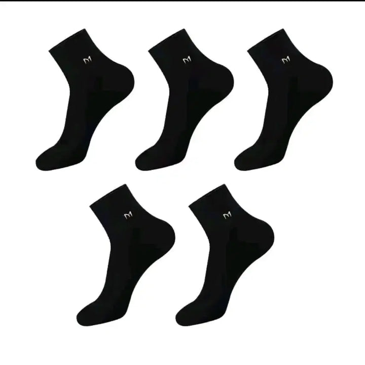 [BUNJANG] Premium M Logo Black Socks 5-Pair Set / 프리미엄  M 로고 블랙 양말 5쌍