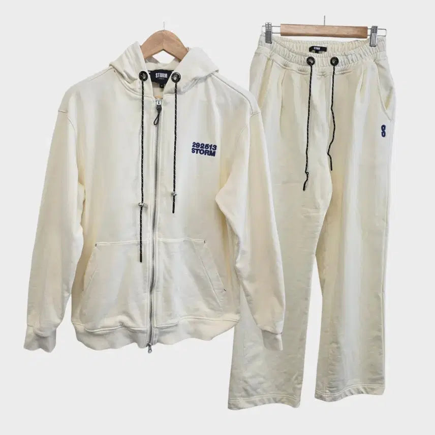 [BUNJANG] STORM LONDON Unisex Ivory Hooded Zip-Up Training Set - Size M / 스톰런던  공용 세트 M  상태최상 아이보리 후드집업 트레이닝